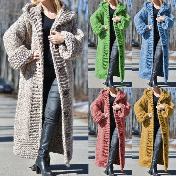 Lady Luxury Design Fashion Knit Cardigan Winter Women Coat Sweater