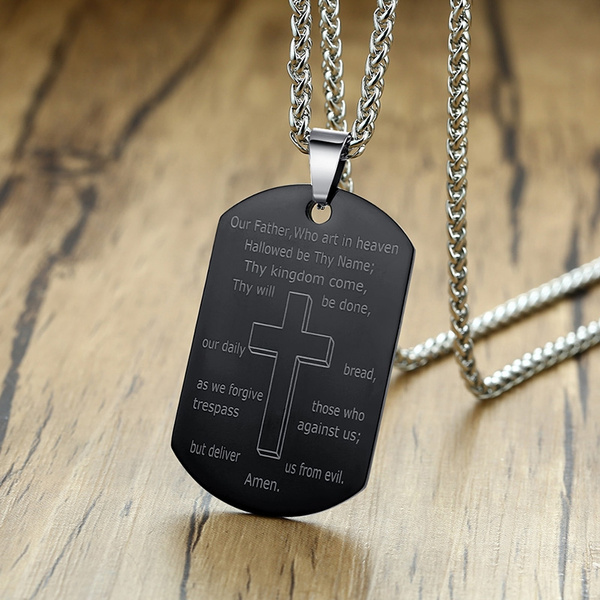 Freedom Love Gift Our Father Who Art In Heaven Bible Verse The Lord S Prayer Pendant Necklace For Men Wish