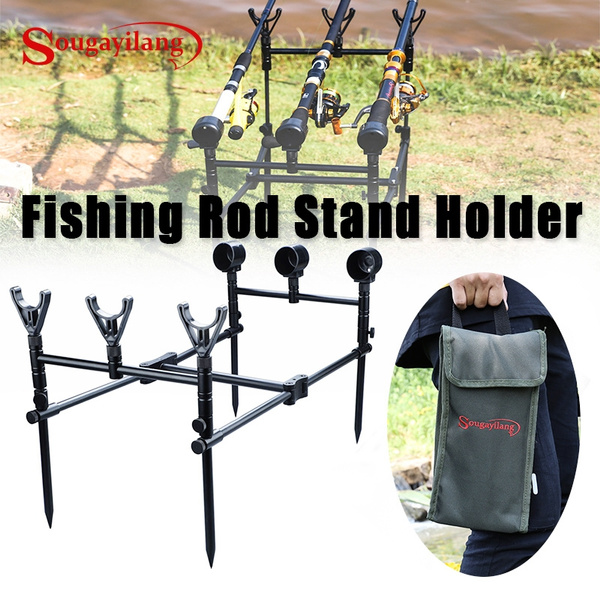 Sougayilang Carp Fishing Rod Pod Stand Holder Fishing Rod Stand Aluminium  and ABS Adjustable Carp Fishing Pole Pod Holder