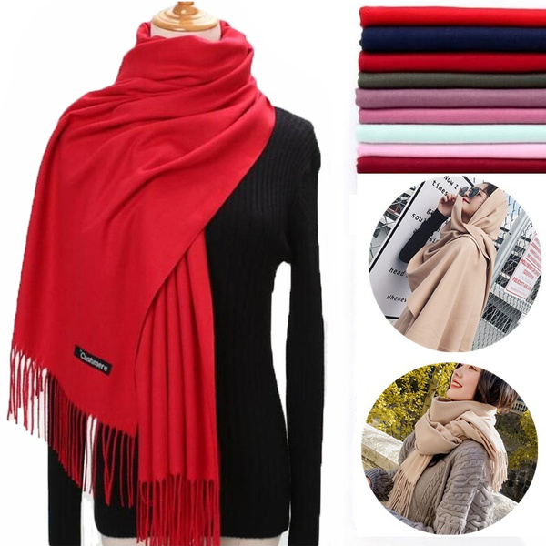Women Winter Scarf Pure Cashmere Scarves Thick Neck Warm Headband Hijab