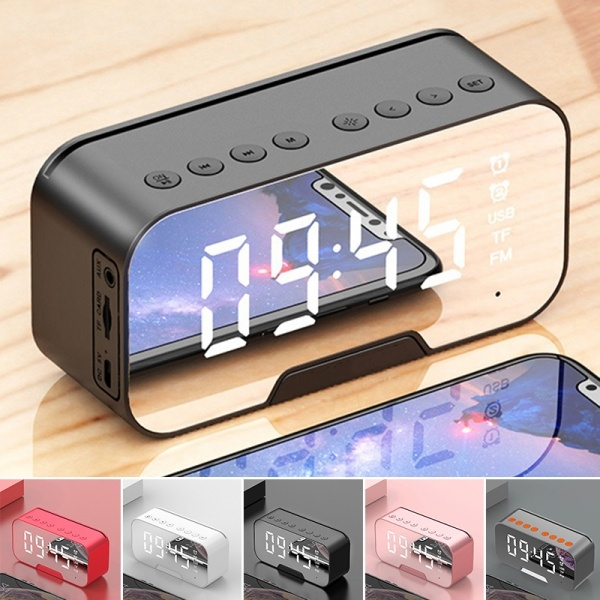Wireless Bluetooth speaker Portable mini Double alarma Clock radio FM UK k5v3 