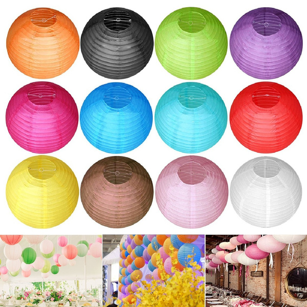 5pcs Lot Chinese Paper Lanterns Lamp Shade With Frame Round Decorative Rice For Wedding Birthday Party Hanging Decor 15cm 20cm 25cm 30cm 35cm 40cm Wish Chinese Paper Lanterns Lamp Shade, Chinese Rice Paper Light Shades
