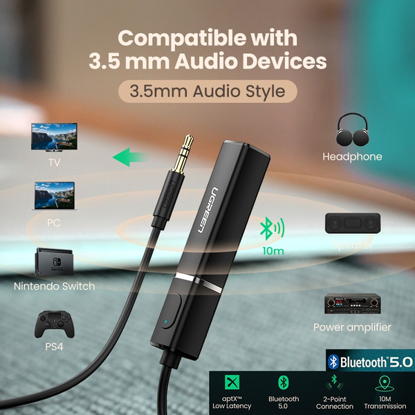 Ugreen 3.5mm Bluetooth 5.0 Transmitter audio transmitter receiver adapter  aptX LL 3.5mm Aux SPDIF 3.5 Jack Optical Audio Bluetooth Adapter for TV  Headphone PC PS4