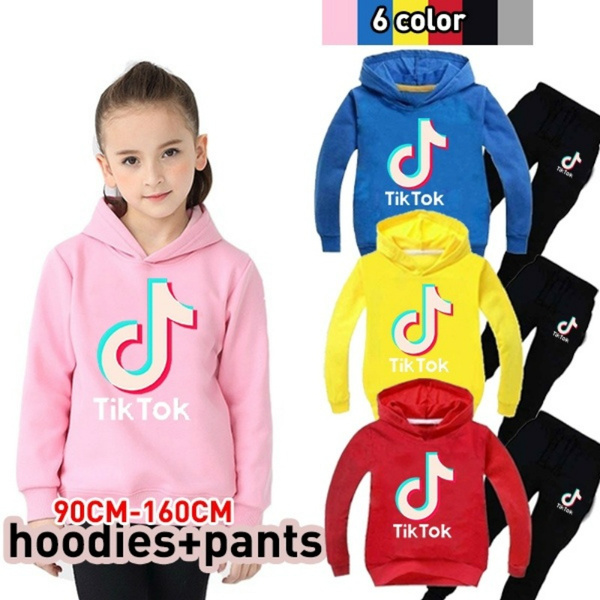 New Tik Tok Printed Kids Hoodie Suits Casual Clothing Sets