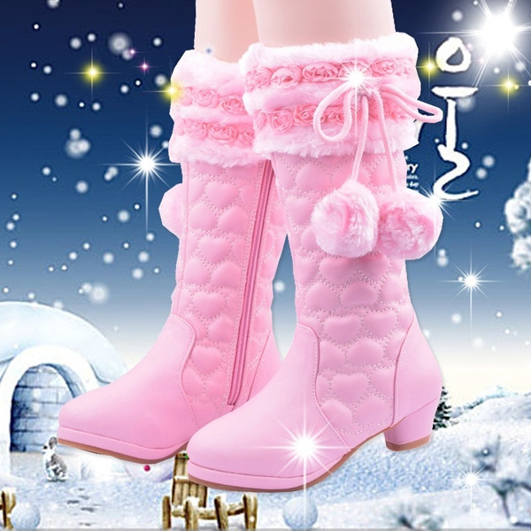 rook Elk jaar Republiek Size 26-38 Fashion Kids Princess Leather Shoes Warm Plush Snow Boots Winter  High Heels Cotton Boots for Child Girls | Wish