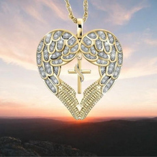 Heart, Fashion, Cross necklace, Angel