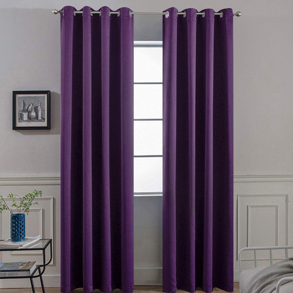 Purple Blackout Curtains Room Darkening, Large Grommet Blackout Curtains