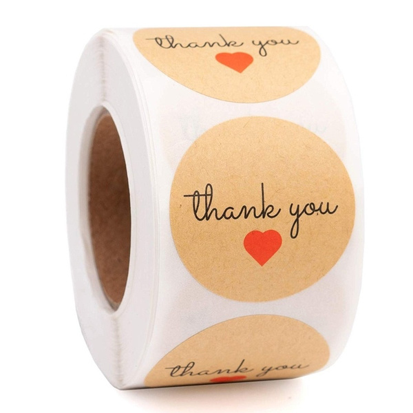 round kraft paper label sticker thank you handmade heart stickers for