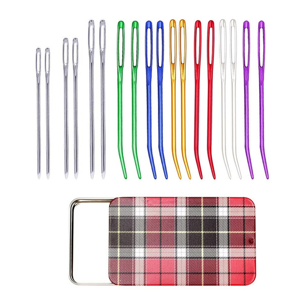 18Pieces Yarn Needle Set Tapestry Bent Tip Embroidery Needles Large Eye  Blunt Needles for Knitting Crochet(color random)