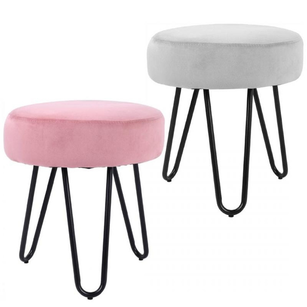 Modern Velvet Vanity Stool Chair Padded Makeup Stool With Metal Legs Wish