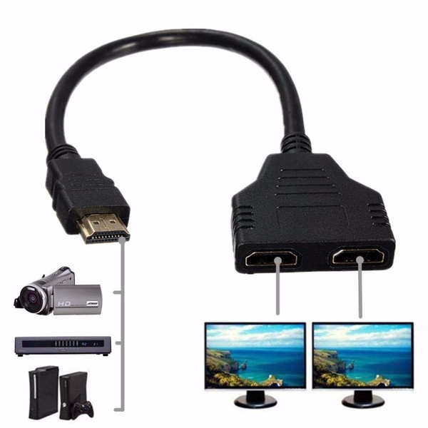 1080P HDMI Port Male to 2 Female 1 in 2 Out Splitter Cable Adapter Converter hudiemm0B Video Cables & Interconnects