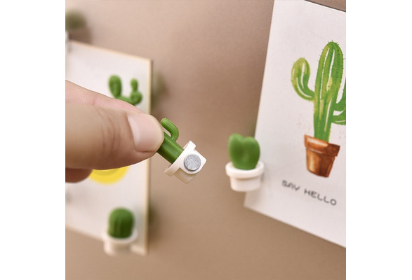 6pcs Cute Succulent Plant Magnet Button Cactus Refrigerator Message Sticker Magn 