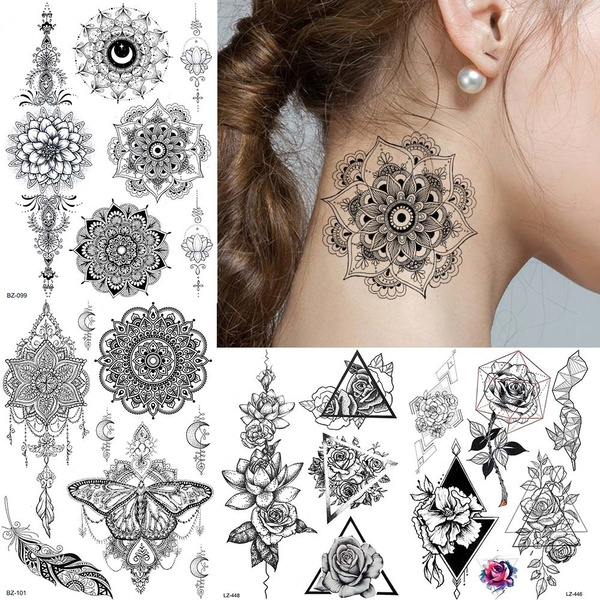 Amazon.com : Ooopsi 40 Pieces Black Henna Temporary Tattoo Stickers for  Women Girls - Lace Indian Mehndi Body Tattoo Sticker for Adults for Arm Leg  Hand : Beauty & Personal Care