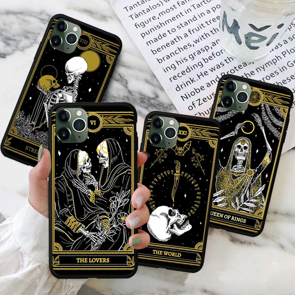 Funny Tarot Black Soft Phone Case For iPhone 11 Pro Max XR XS Max