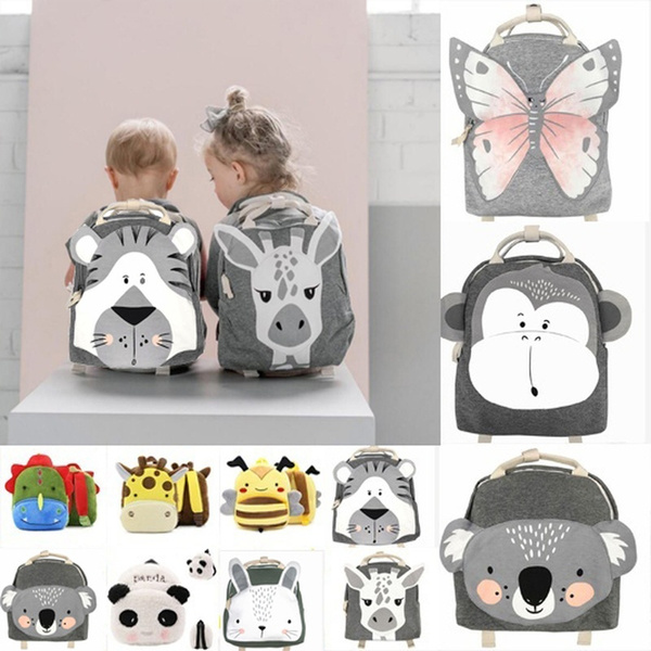 Mygreen Kids Backpack Cartoon Animals Print Kids Backpack Boys Kids School Book Bag Small Backpack for Children Backpack with Chest Strap & Coin Purse Beige 