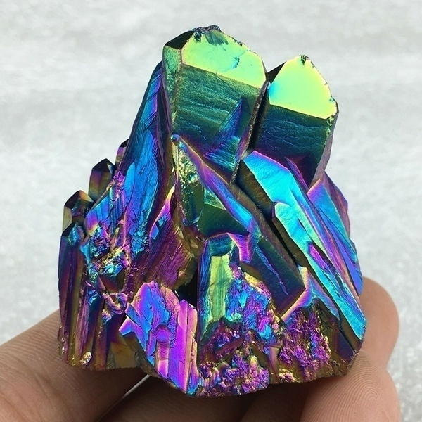 1PCS Natural Quartz Crystal Rainbow Titanium Cluster Mineral Specimen Healing