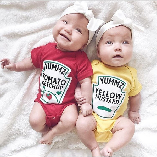 Yummz Tomato Ketchup Yellow Mustard Red and Yellow Bodysuit Baby Boy Twins Baby Clothes Twins Baby Boys Girls