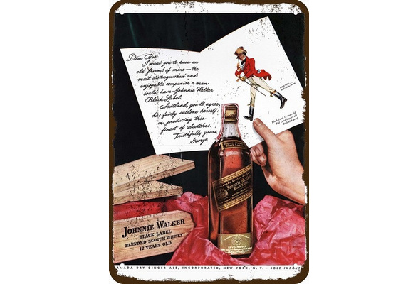 1942 Johnnie Walker Red Label Whiskey New Metal Sign 6"x18"  Free Shipping 