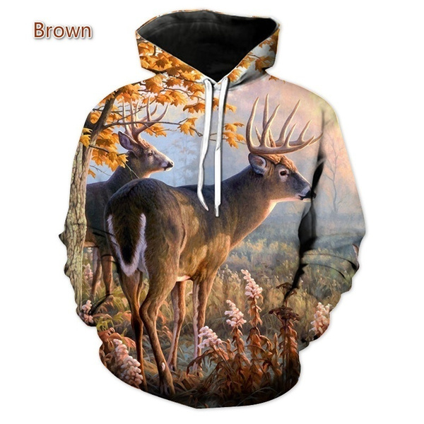 Deer Pattern Print Men Pullover Hoodie