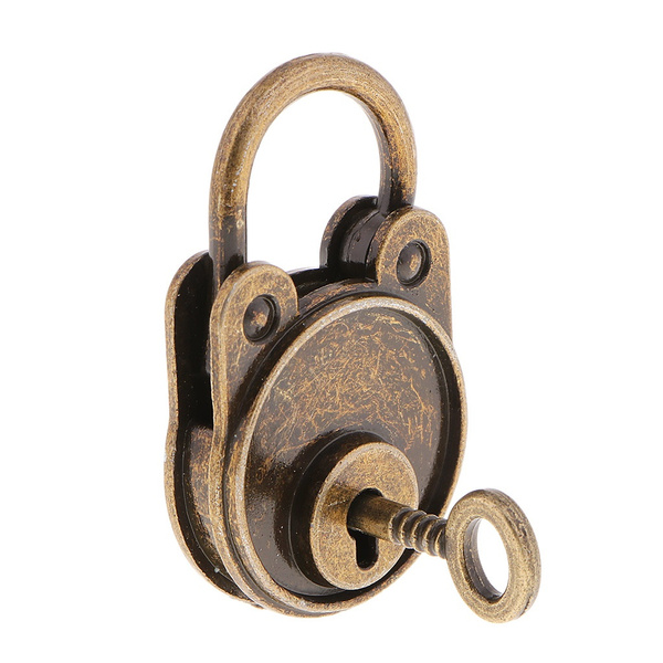 Vintage Antique Style Mini Bear Shape Padlocks Key Lock for Bags Bronze 