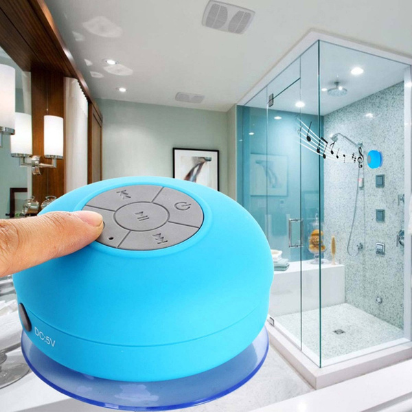 Wireless Bluetooth Mic Speakers Handsfree Waterproof Bathroom Shower Speaker with Suction Cup Color : Blue