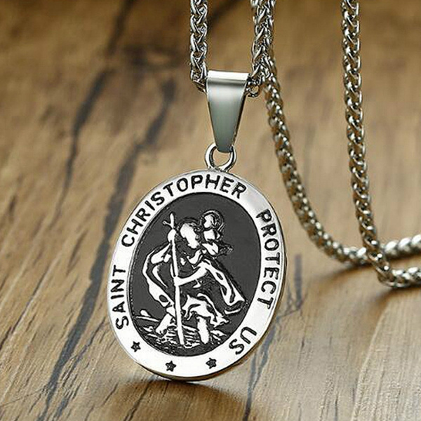 titanium st christopher necklace