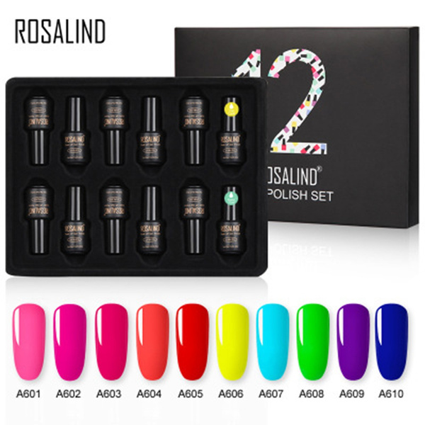 12 Bottles Set Neon Color Nails Gel Nail Polish Set Bright Gel Nail Varnish Fluorescent Dramatic Manicure Nail Art Wish