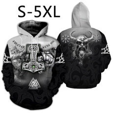 viking, 3D hoodies, Casual Hoodie, tattoo