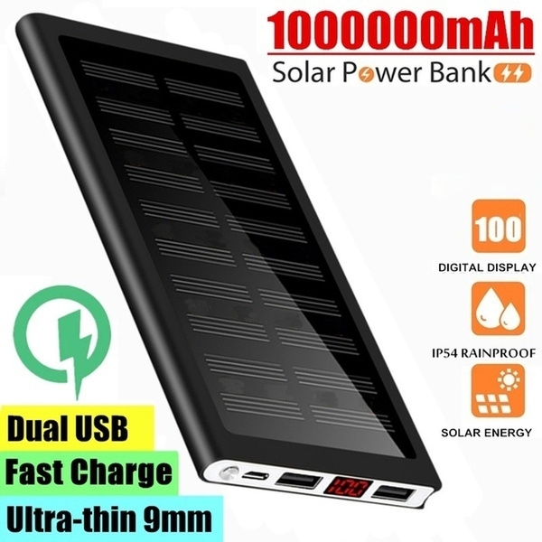 Solar Power Bank 1000000 MAh Solar Power Smart Multifunction Portable  External Battery Charger with Digital Display