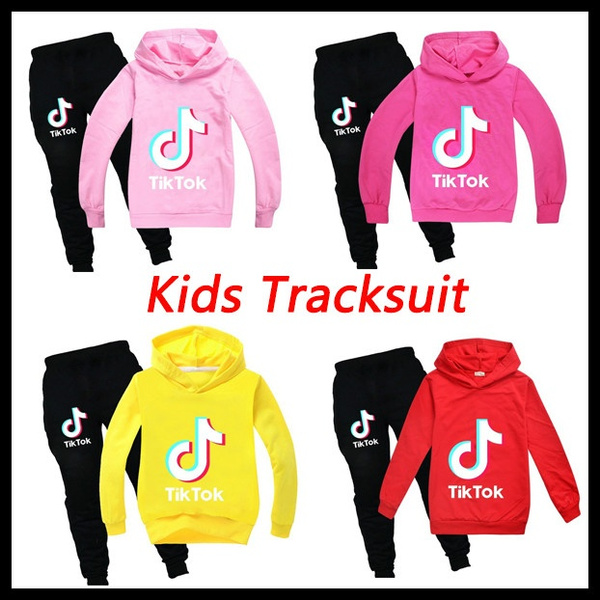 New Fashion Tik Tok Printed Kids Clothes Sets Boys Girls Hoodie Suits Two Piece Set Pullover Sweatshirt Pant Tracksuit