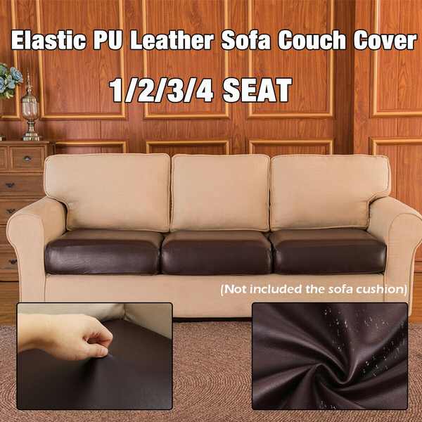 1/2/3/4 Seater Elastic PU Leather Waterproof Couch Cover Seat Protector  Stretchy Sofa Cushion Slipcovers