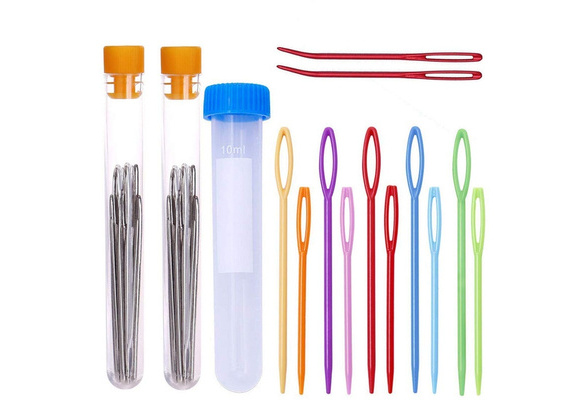 30pcs Large Eye Sewing Needles Set Plastic Yarn Needles Bent Tip Tapestry  Embroidery Knitting Needles Hand Sewing Tools