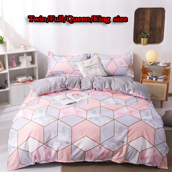 pink grey quilt