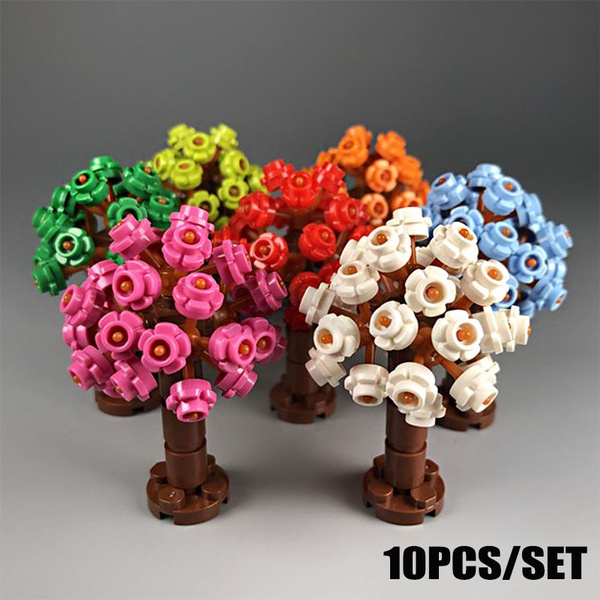 10PCS City Street View Flowers Trees Building Blocks Small Flower