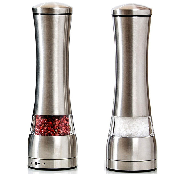 2 in 1 Salt and Pepper Grinder, Adjustable Ceramic Rotor, Salt Mill and Pepper  Mill Shaker, Brushed Stainless Steel