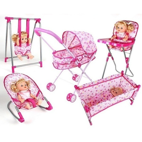 Newest Doll Baby Toddler Bed Crib Playset Children Simulation Furniture