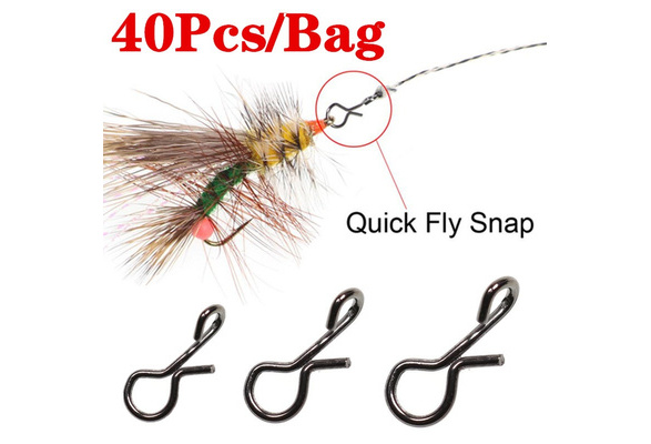 50pcs Fishing Snaps Black Stainless Steel Fly Hook Lure Snap Quick Change Fishing Snaps