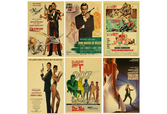 007 James Bond Posters Vintage Poster Retro Home Decor Kraft Bar Wall Stickers Wish