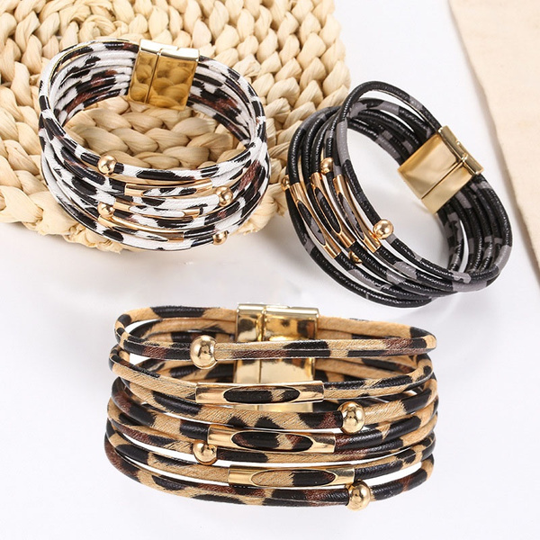 Leopard Leather Bracelets for Women Fashion Bracelets & Bangles