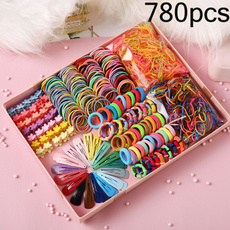 130/240/500/780 Pcs of Hair Accessories Set Girl Candy Color Hair Clip Nylon Rubber Band Child Ladies Safety Elastic Hair Band Ponytail Fragile Holder Slide Buckle