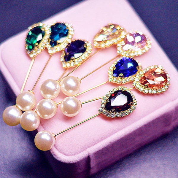 Rhinestone Head Scarf Pins