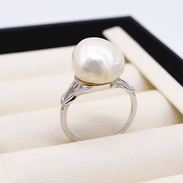Swirl Design Saltwater Pearl & Diamond Ring 14K Yellow Gold