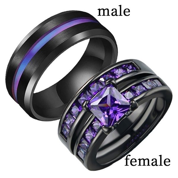Tungsten Rings for Men Wedding Bands for Him Womens Wedding Bands for Her  8mm Black Purple Carbon Fiber Wedding Band - Walmart.com