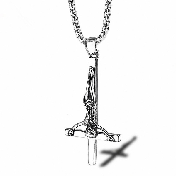 Titanium Steel Satan Satanic Inverted Cross Pendant Vintage Classics ...