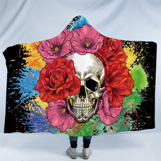 Fleece, hoodedblanket, Colorful, skull