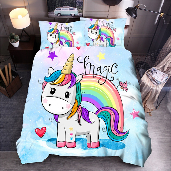 blue unicorn bedding