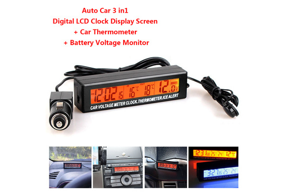 Auto Car Digital LCD Monitor Thermometer Voltage Meter Alarm Clock TS-7010V