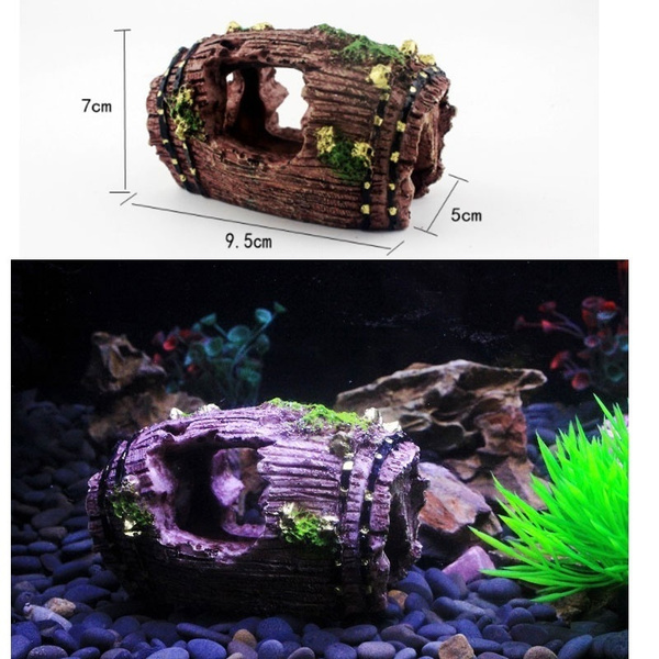 1pcs Aquarium Fish Tank Barrel Resin Ornament Cave Landscaping