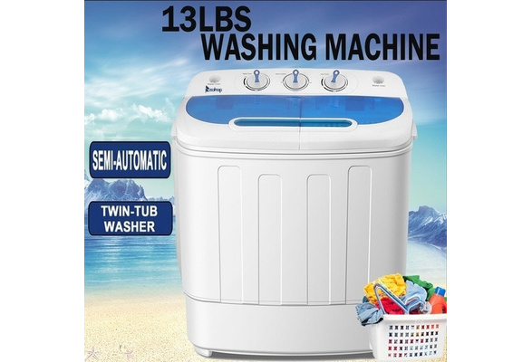 Portable Mini Washing Machine Compact Twin Tub 13lb Washer Spin & Dryer  White