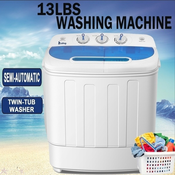 Portable Mini Washing Machine Compact Twin Tub 13lb Washer Spin & Dryer  White